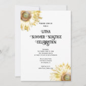 Gelbe Sonnenblumen Wasserfarbe Litha Sommersonne Einladung (Vorderseite)