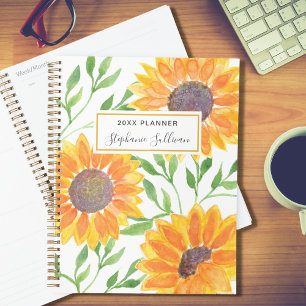 Gelbe Sonnenblumen Wasserfarbe Personalisiert 2021 Planer