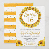 Gelbe Sonnenblumen Wasserfarbe Süße 16 Einladung (Vorne/Hinten)