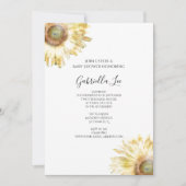 Gelbe Sonnenblumen Wasserfarben Babydusche Einladung (Vorderseite)