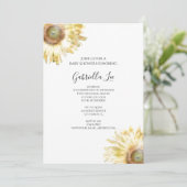 Gelbe Sonnenblumen Wasserfarben Babydusche Einladung (Stehend Vorderseite)
