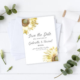 Gelbe Sonnenblumen Wasserfarbenhochzeit Das Datum  Save The Date