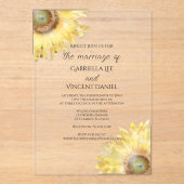 Gelbe Sonnenblumen Wasserfarbenprägung Acryleinladungen (Vorderseite)