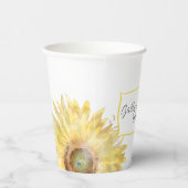 Gelbe Sonnenblumen Wasserfarbenprägung Pappbecher (Rechts)