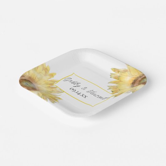 Gelbe Sonnenblumen Wasserfarbenprägung Pappteller (Gewinkelt)