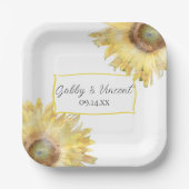 Gelbe Sonnenblumen Wasserfarbenprägung Pappteller (Vorderseite)