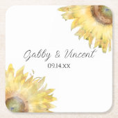 Gelbe Sonnenblumen Wasserfarbenprägung Rechteckiger Pappuntersetzer (Vorderseite)