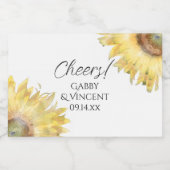 Gelbe Sonnenblumen Wasserfarbenprägung Schaumweinetikett (Einzelnes Label)