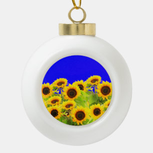 Gelbe Sonnenblumen-Weihnachtsschmuck Keramik Kugel-Ornament