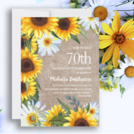 Gelbe Sonnenblumen Weiße Daisies 70. Geburtstag Einladung