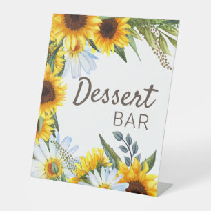 Gelbe Sonnenblumen Weiße Margeriten Dessertbar Sockelschild