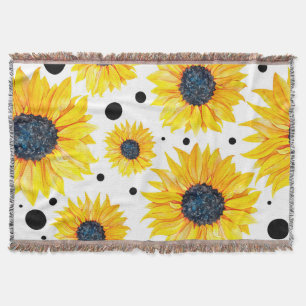 Gelbe Sonnenblumen Weißer Hintergrund Muster Decke