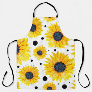 Gelbe Sonnenblumen Weißer Hintergrund Muster Schürze