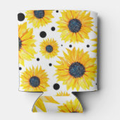 Gelbe Sonnenblumen Weißes Hintergrundmuster Dosenkühler (Rückseite)