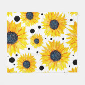 Gelbe Sonnenblumen Weißes Hintergrundmuster Fleecedecke (Vorderseite (Horizontal))
