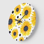 Gelbe Sonnenblumen Weißes Hintergrundmuster Große Wanduhr (Winkel)
