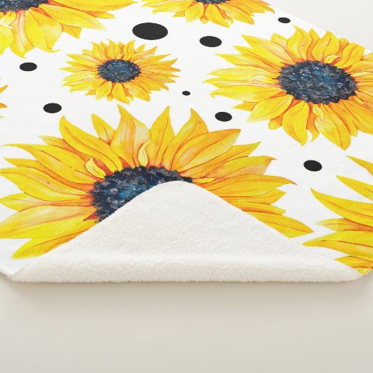 Gelbe Sonnenblumen Weißes Hintergrundmuster Sherpadecke (3/4)