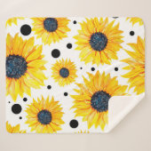 Gelbe Sonnenblumen Weißes Hintergrundmuster Sherpadecke (Vorderseite (Horizontal))