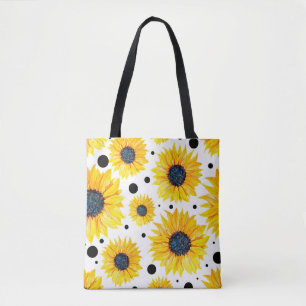 Gelbe Sonnenblumen Weißes Hintergrundmuster Tasche