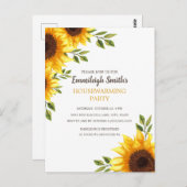 Gelbe Sonnenblumen Weißes Party Postkarte (Vorne/Hinten)