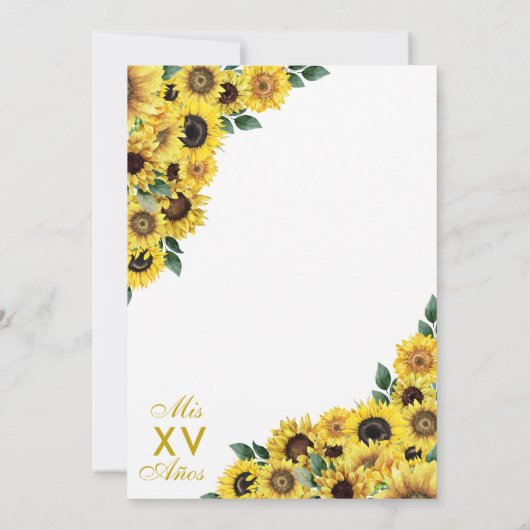 Gelbe Sonnenblumen Western Charro Quinceanera Einladung (Rückseite)