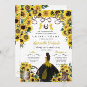 Gelbe Sonnenblumen Western Charro Quinceanera Einladung (Vorne/Hinten)