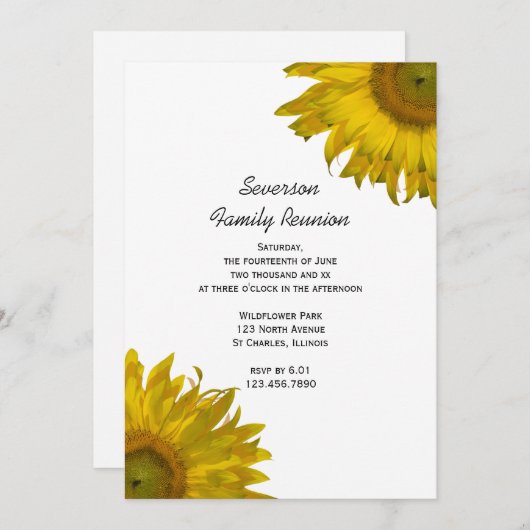 Gelbe Sonnenblumen Wiedersehen Einladung (Vorne/Hinten)