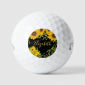 Gelbe Sonnenblumen Zierfrauen Golfball (Vorderseite)