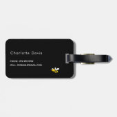 Gelbe Sonnenblumenbezeichnung für schwarze Bienen Gepäckanhänger (Rückseite horizontal)