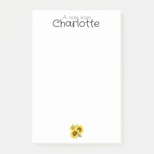 Gelbe Sonnenblumenbezeichnung Post-it Klebezettel (Vorderseite)