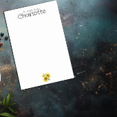 Gelbe Sonnenblumenbezeichnung Post-it Klebezettel