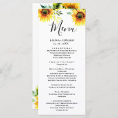 Gelbe Sonnenblumenblume, lebhafter Frühlingsbukett Menükarte (Vorne/Hinten)