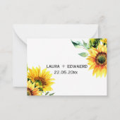 Gelbe Sonnenblumenblume, lebhafter Frühlingsbukett Mitteilungskarte (Rückseite)