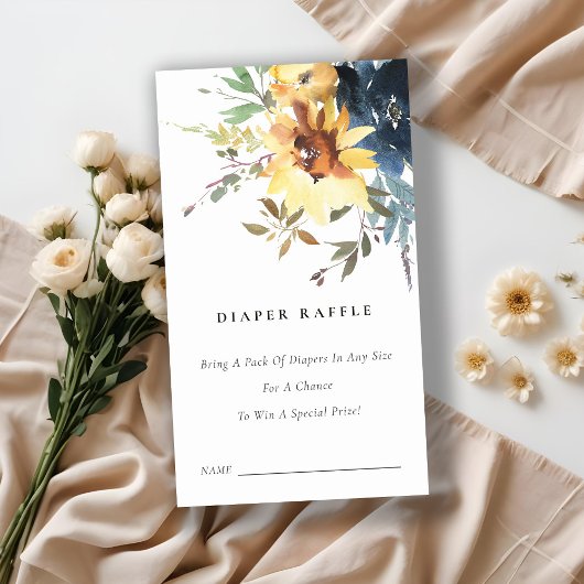 Gelbe Sonnenblumenblume Windelwanne Raffle Babydus Begleitkarte