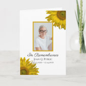 Gelbe Sonnenblumenblüten Begräbnisdienst eingeflos Programm (Vorderseite)