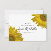 Gelbe Sonnenblumenblüten teilen sich eine Gedächtn Mitteilungskarte (Vorderseite)