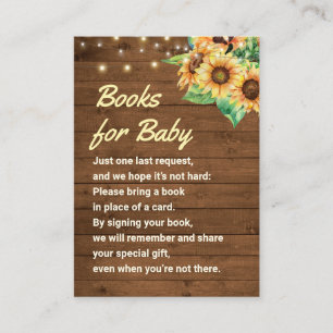 Gelbe Sonnenblumenbücher für Babydusche Begleitkarte