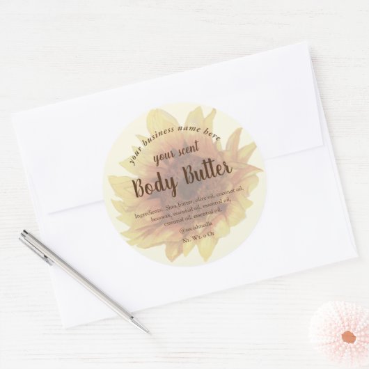 Gelbe Sonnenblumenbutter Runder Aufkleber (Umschlag)