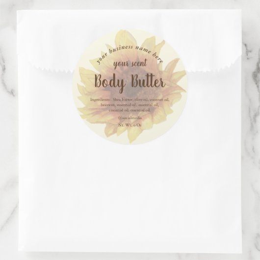 Gelbe Sonnenblumenbutter Runder Aufkleber (Tasche)