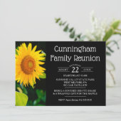 Gelbe Sonnenblumenfamilie Wiedersehen Einladung (Stehend Vorderseite)