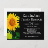 Gelbe Sonnenblumenfamilie Wiedersehen Einladungspostkarte (Vorne/Hinten)