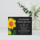 Gelbe Sonnenblumenfamilie Wiedersehen Einladungspostkarte (Stehend Vorderseite)