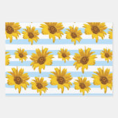 Gelbe Sonnenblumenfelder und Streifen-Muster Geschenkpapier Set (Vorderseite)