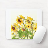 Gelbe Sonnenblumenfelder Wasserfarbe Mousepad (Mit Mouse)