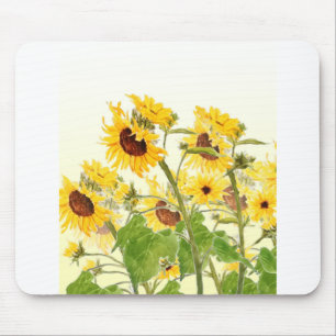 Gelbe Sonnenblumenfelder Wasserfarbe Mousepad
