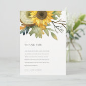 GELBE SONNENBLUMENFLÜSSIGKEIT AUTUMN WASSERFARBENF DANKESKARTE (Stehend Vorderseite)