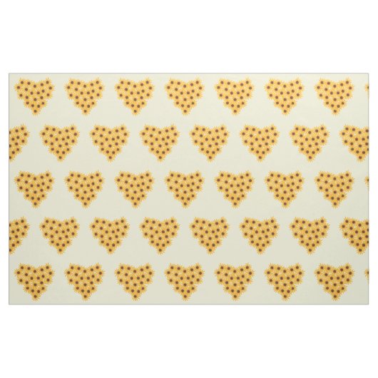 Gelbe Sonnenblumenherzen auf hellgelbem Stoff (Fat Quarter (45,7 x 55,9 cm))