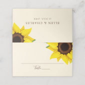 Gelbe Sonnenblumenkarte für den Gastplatz Platzkarte (Außenseite Aufgefaltet)
