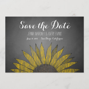 Gelbe Sonnenblumenkreide Save-the-Date-Karte Save The Date