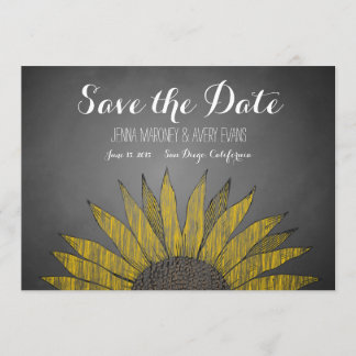 Gelbe Sonnenblumenkreide Save-the-Date-Karte Save The Date